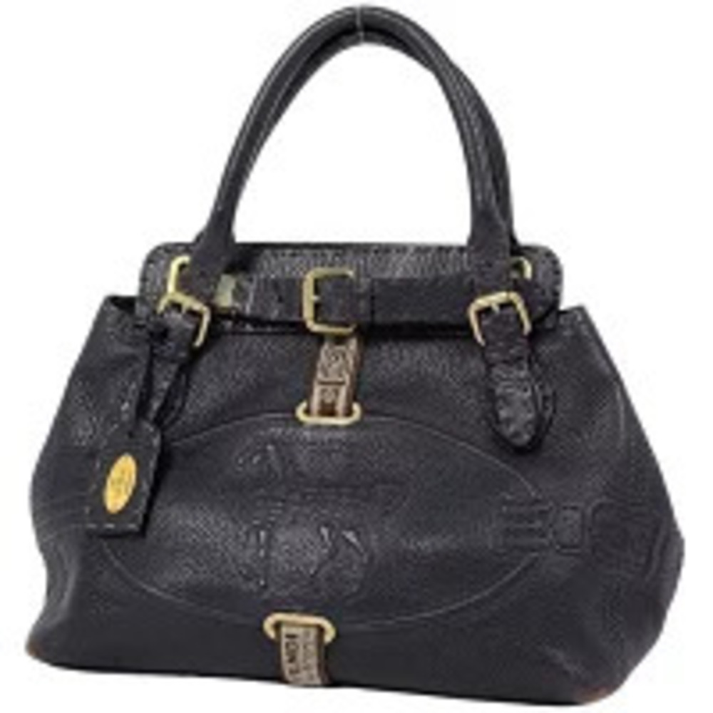 Fendi Selleria Villa Borghese Handbag Horse Leather Brown